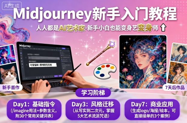 midjourney新手入门教程：人人都是AI艺术家，新手小白也能变身艺术大师-来友网创