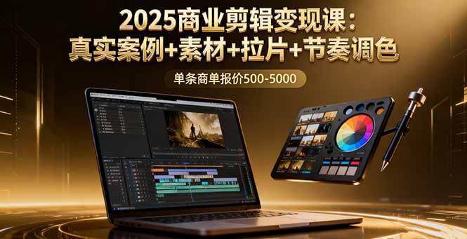 （16130期）2025商业剪辑变现课：真实案例+素材+拉片+节奏调色，单条商单报价500-5000-来友网创