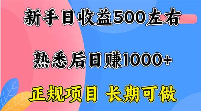 （16132期）新手日收益500+ 正规项目 长期可做-来友网创