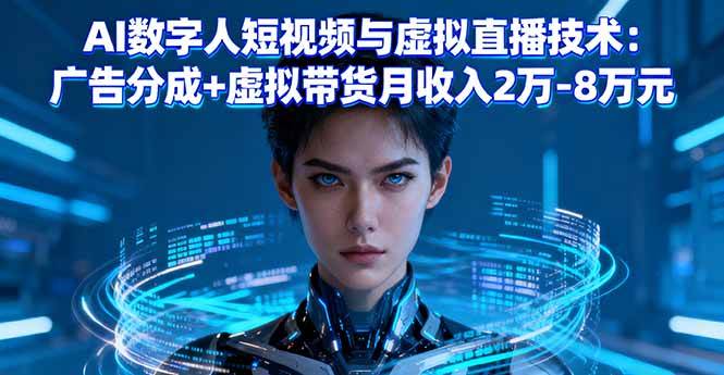 （16148期）AI数字人短视频与虚拟直播技术：广告分成+虚拟带货月收入2万-8万元-来友网创