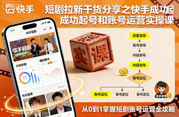 短剧拉新干货分享之快手成功起号和账号运营实操课-来友网创