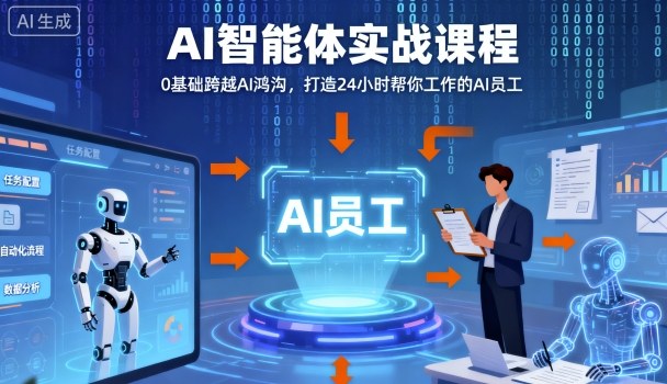 Ai智能体实战课程，0基础跨越Ai鸿沟，打造24小时帮你工作的Ai员工，打破常规，以实战定义Ai-来友网创