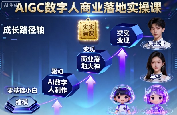 AIGC数字人商业落地实操课，从零基础小白到AI数字人大神-来友网创