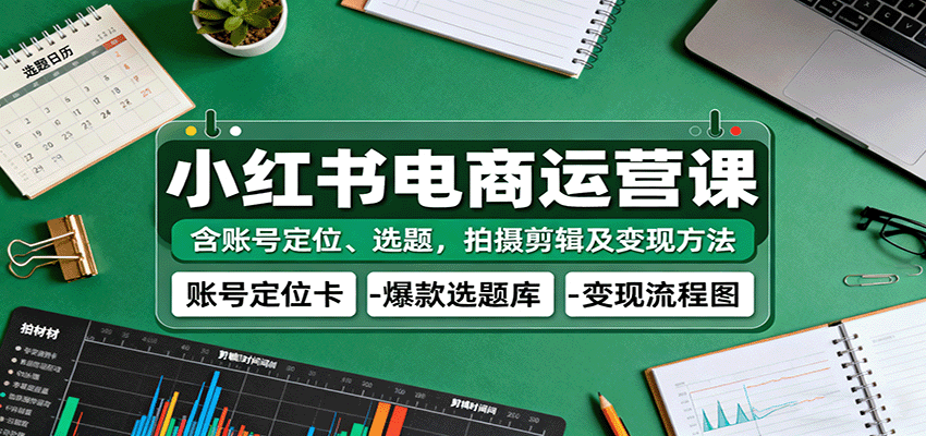 小红书电商运营课：含账号定位、选题，拍摄剪辑及变现方法-来友网创
