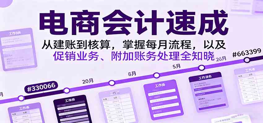 电商会计速成，从建账到核算，掌握每月流程，以及促销业务、附加账务处理全知晓-来友网创