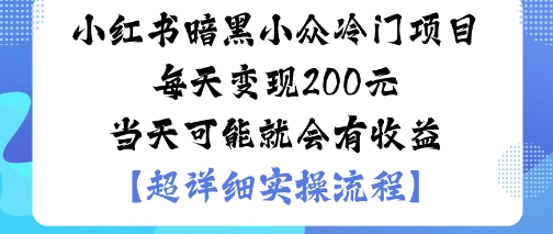 小红书暗黑小众冷门项目每天变现2张当天可能就会有收益-来友网创