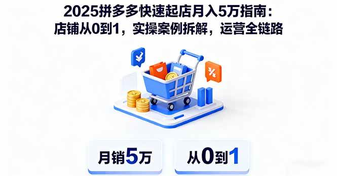 （16199期）2025拼多多快速起店月入5万指南：店铺从0到1，实操案例拆解，运营全链路-来友网创