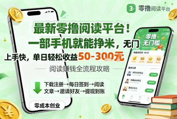 最新零撸阅读平台！一部手机就能挣米，无门槛上手快，单日轻松收益50-3张【揭秘】-来友网创