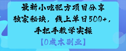 最新小吃配方项目分享独家秘诀，线上单日5张，手把手教学实操-来友网创