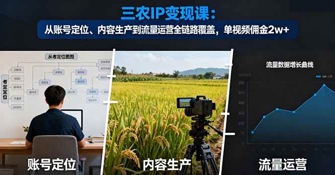 （16229期）三农IP变现课：从账号定位、内容生产到流量运营全链路覆盖，单视频佣金2w+-来友网创