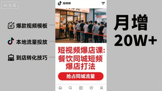短视频爆店课，餐饮同城短视频爆店打法-来友网创