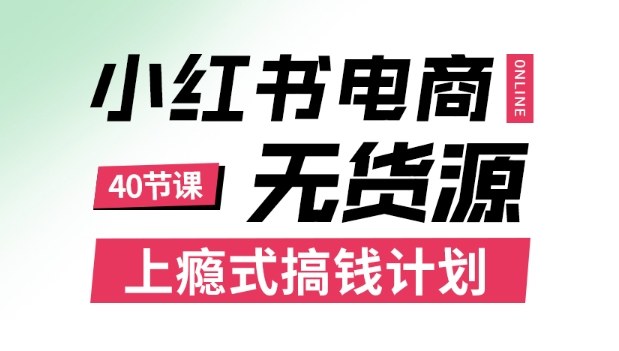 小红书无货源电商课程，上瘾式搞钱计划，不论月薪3k还是3W都应该学的賺钱技巧-来友网创