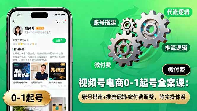 （16262期）视频号电商0-1起号全案课：账号搭建+推流逻辑+微付费调整，等实操体系-来友网创