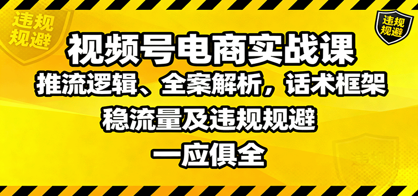视频号电商实战课：推流逻辑、全案解析，话术框架，稳流量及违规规避等-来友网创