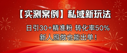 【实测案例】私域新玩法，日引30+精准粉，转化率50%，新人照做也能出单！-来友网创
