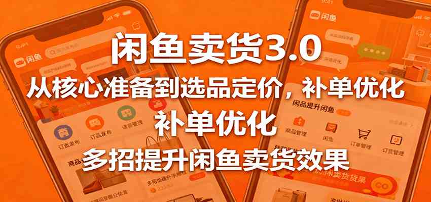 闲鱼卖货3.0，从核心准备到选品定价，补单优化，多招提升闲鱼卖货效果-来友网创