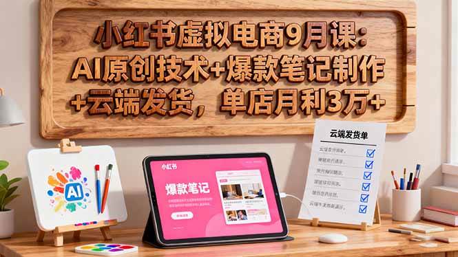 （16287期）小红书虚拟电商9月课：AI原创技术+爆款笔记制作+云端发货，单店月利3万+-来友网创