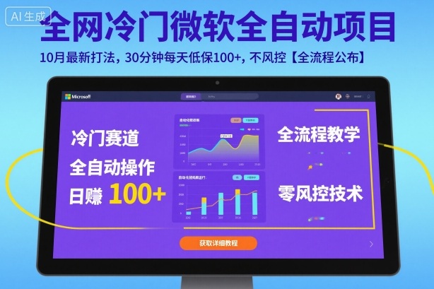 全网冷门微软全自动挂G项目，10月最新打法，30分钟每天低保100+，不风控【全流程公布】【揭秘】-来友网创