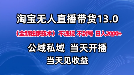 淘宝无人直播13.0，公域私域技术，不封号，不违规布局下半年旺季赛道，日入1K+（独家技术）【揭秘】-来友网创