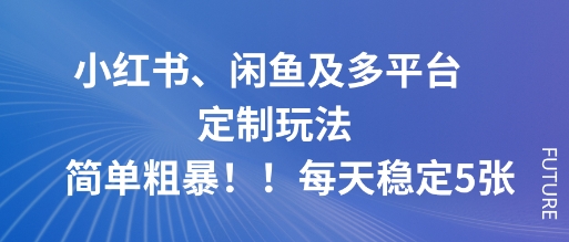小红书、闲鱼及多平台定制玩法简单粗暴！每天稳定5张-来友网创