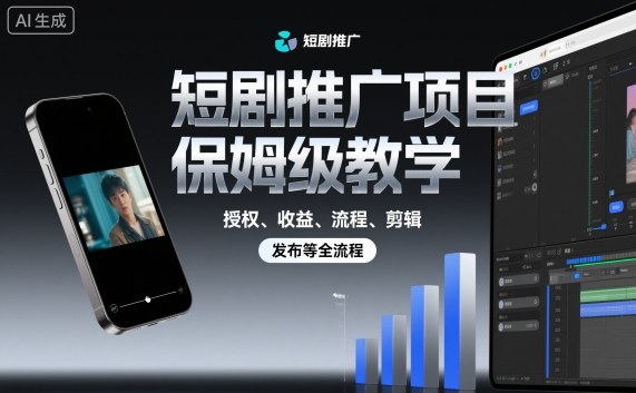 短剧推广项目保姆级教学，授权、收益、流程、剪辑，发布等全流程-来友网创