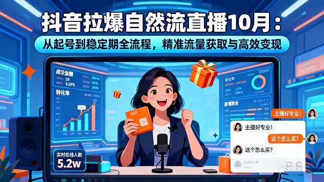 （16339期）抖音拉爆自然流直播10月：从起号到稳定期全流程，精准流量获取与高效变现-来友网创