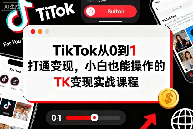TikTok从0到1打通变现，小白也能操作的TK变现实战课程-来友网创