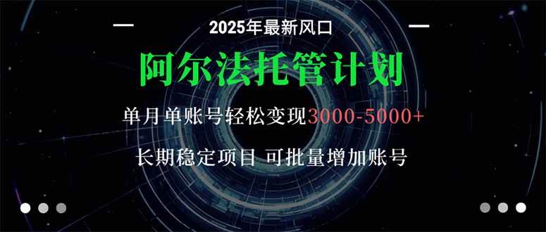 （16360期）阿尔法托管计划 单账号月入3000-5000，长期稳定项目，新手小白轻松上手。-来友网创