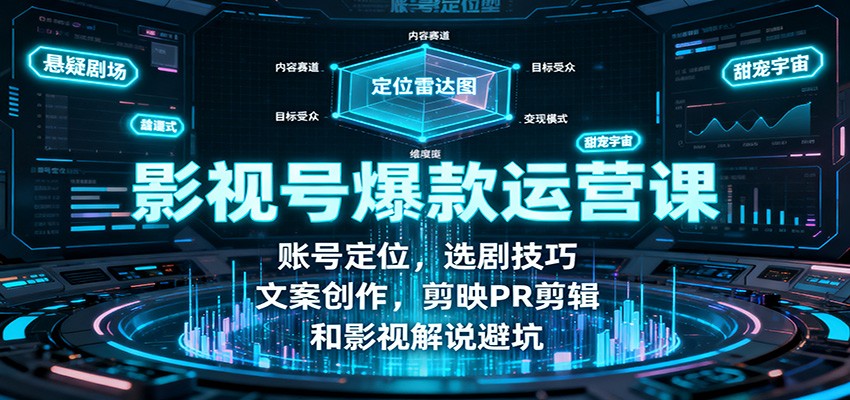 影视号爆款运营课：账号定位，选剧技巧，文案创作，剪映PR剪辑和影视解说避坑-来友网创