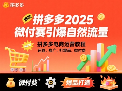 拼多多2025微付费引爆自然流量，拼多多电商运营教程，运营、推广、打爆品、微付费（更新）-来友网创