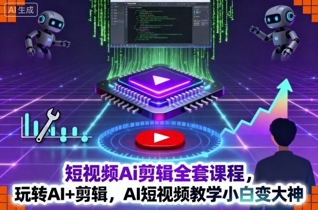 短视频Ai剪辑全套课程，玩转AI+剪辑，AI短视频教学小白变大神-来友网创