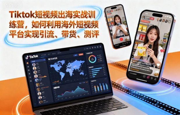 Tiktok短视频出海实战训练营，如何利用海外短视频平台实现引流、带货、测评-来友网创