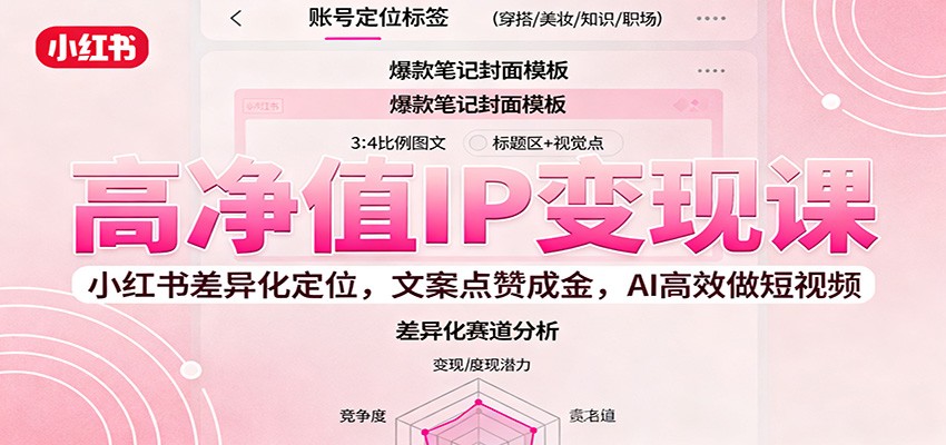 高净值IP变现课：小红书差异化定位，文案点赞成金， AI高效做短视频-来友网创