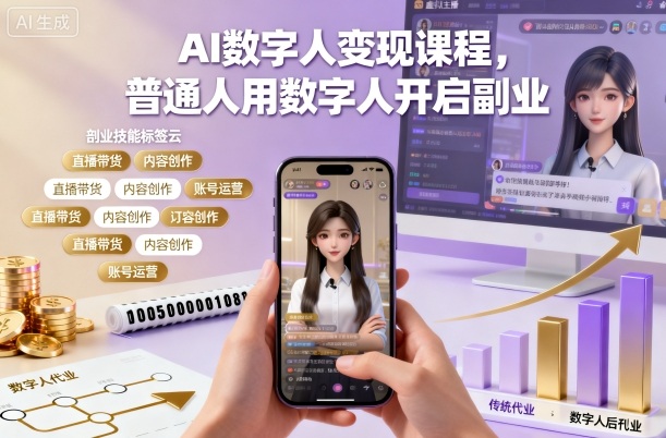 AI数字人变现课程，普通人用数字人开启副业-来友网创