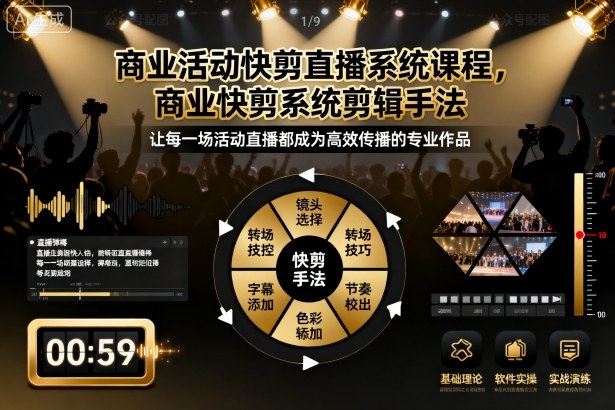 商业活动快剪直播系统课程，商业快剪系统剪辑手法-来友网创