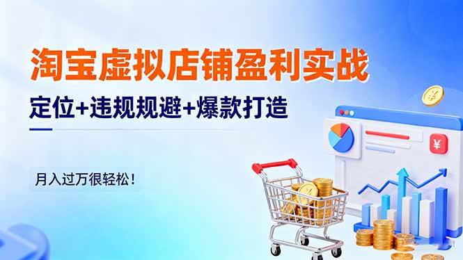 （16387期）淘宝虚拟店铺盈利实战：定位+违规规避+爆款打造，月入过万很轻松！-来友网创