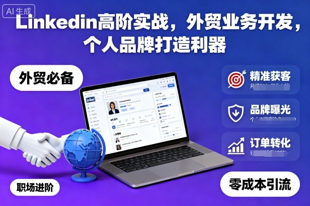 Linkedin高阶实战，外贸业务开发，个人品牌打造利器-来友网创