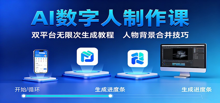 AI数字人制作课：双平台无限次生成教程，人物背景合并技巧-来友网创