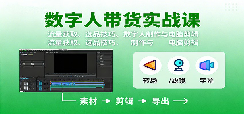 数字人变现实战课：流量获取、选品技巧、数字人制作与电脑剪辑-来友网创