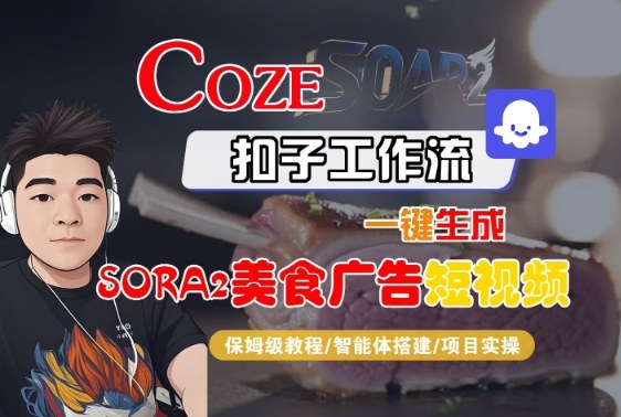 Coze扣子智能体工作流一键生成“SORA2美食广告“短视频，全流程保姆级教学-来友网创