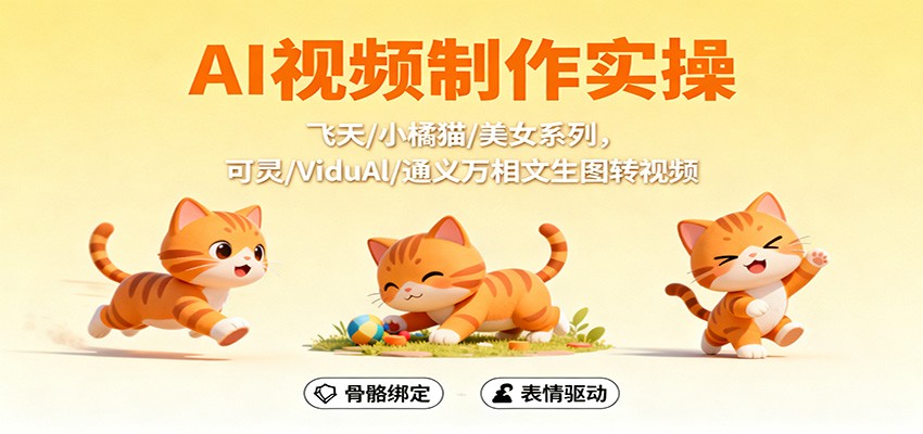 AI视频制作实操，飞天/小橘猫/美女系列，可灵/ViduAl/通义万相文生图转视频-来友网创
