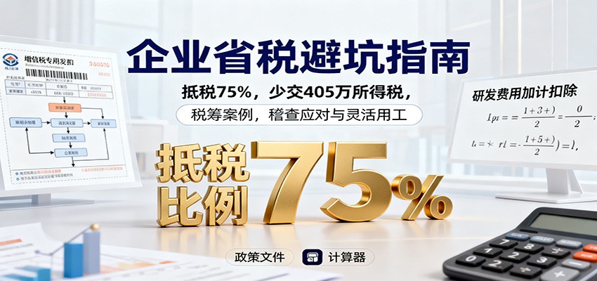 企业省税避坑指南：抵税75%，少交405万所得税，税筹案例，稽查应对与灵活用工-来友网创