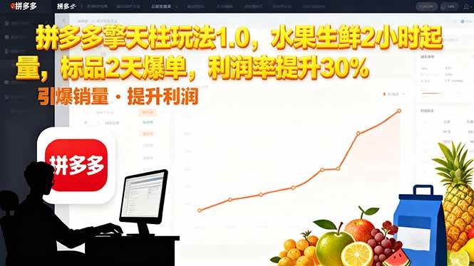 （16429期）拼多多 擎天柱玩法1.0，水果生鲜2小时起量，标品2天爆单，利润率提升30%-来友网创