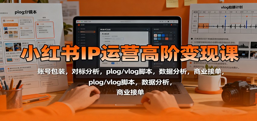 小红书IP运营高阶变现课：账号包装，对标分析，plog/vlog脚本，数据分析，商业接单-来友网创
