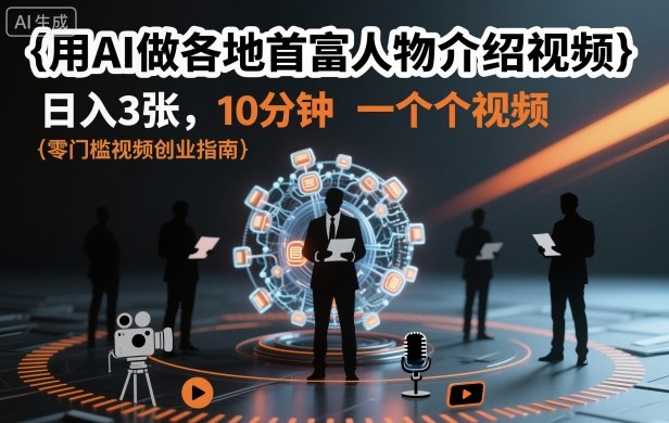 用AI做各地首富人物介绍视频，日入3张，10分钟一个视频-来友网创