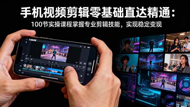 （16466期）手机视频剪辑零基础直达精通：100节实操课程掌握专业剪辑技能，实现稳…-来友网创