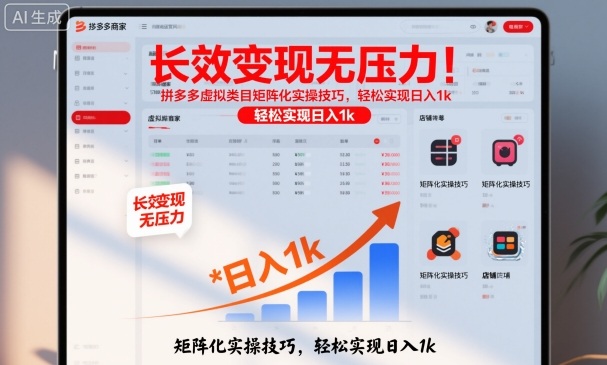 长效变现无压力！拼多多虚拟类目矩阵化实操技巧，轻松实现日入1k【揭秘】-来友网创