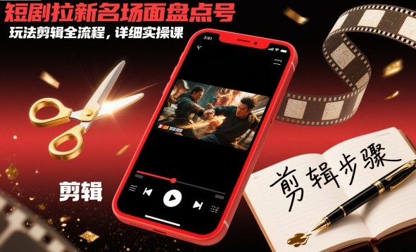 短剧拉新名场面盘点号玩法剪辑全流程，详细实操课-来友网创