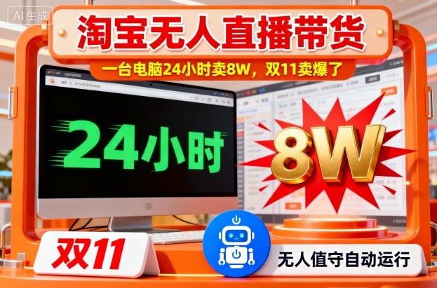 淘宝无人直播带货，一台电脑214小时卖8W，双11卖爆了【揭秘】-来友网创