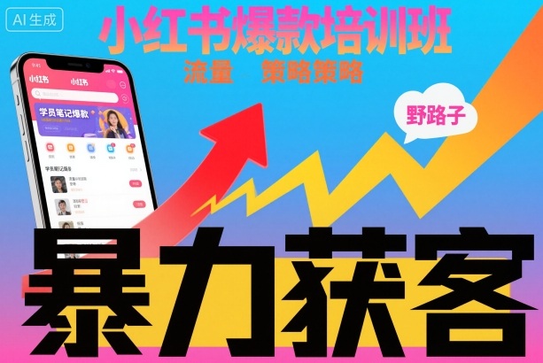 小红书爆款培训班，小红书获客野路子流量打法，暴力持续获客-来友网创